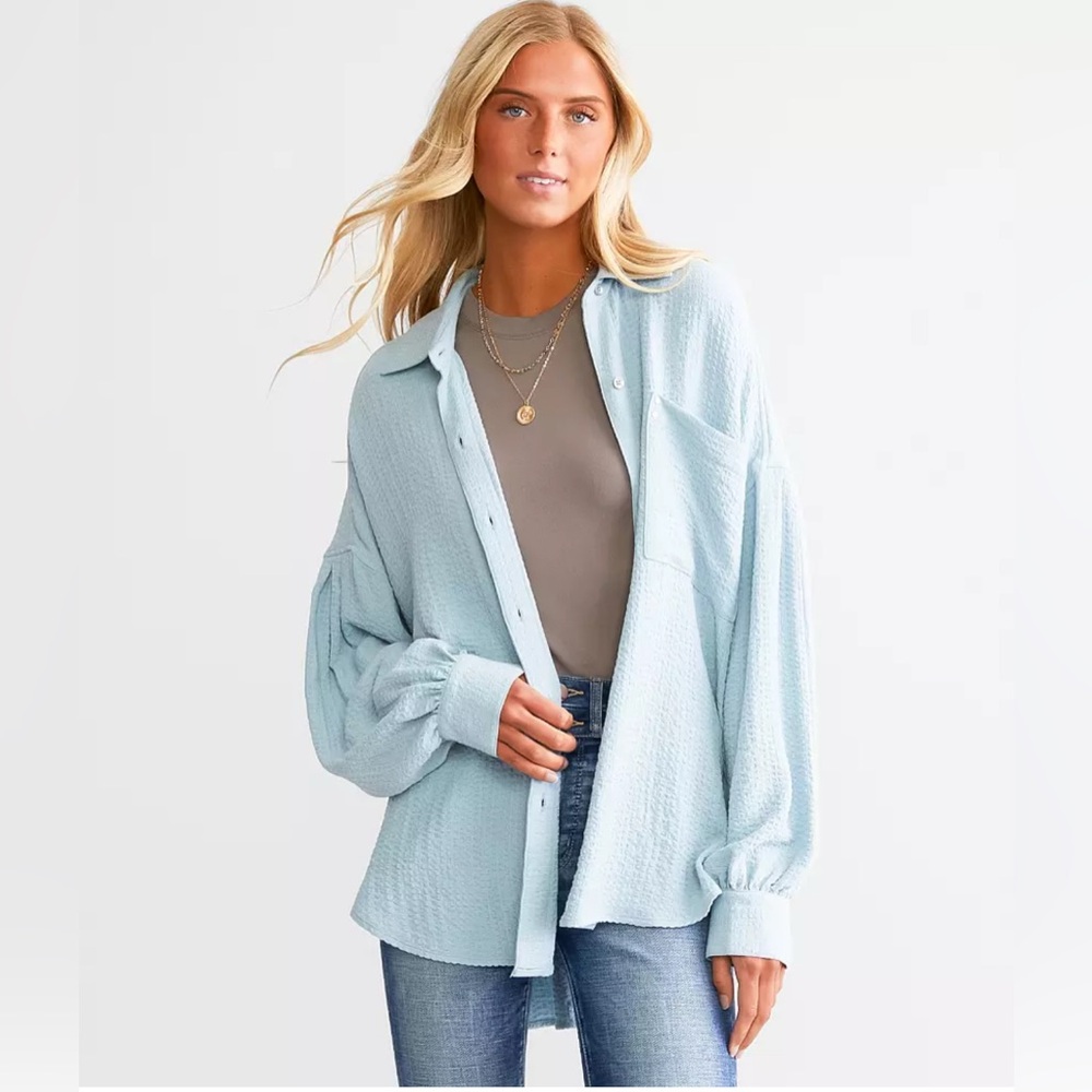 BKE Soft Blue Shirt Jacket
